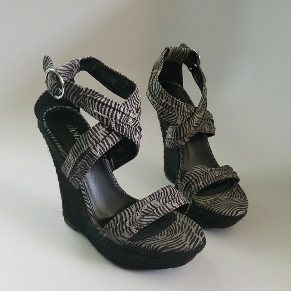 Zebra Wedge Sandals
